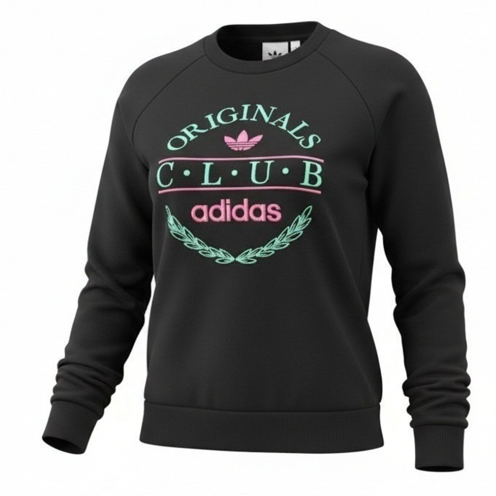 XS Rare Adidas Originals Retro Sports Resort Club Sweatshirt Black Crewneck